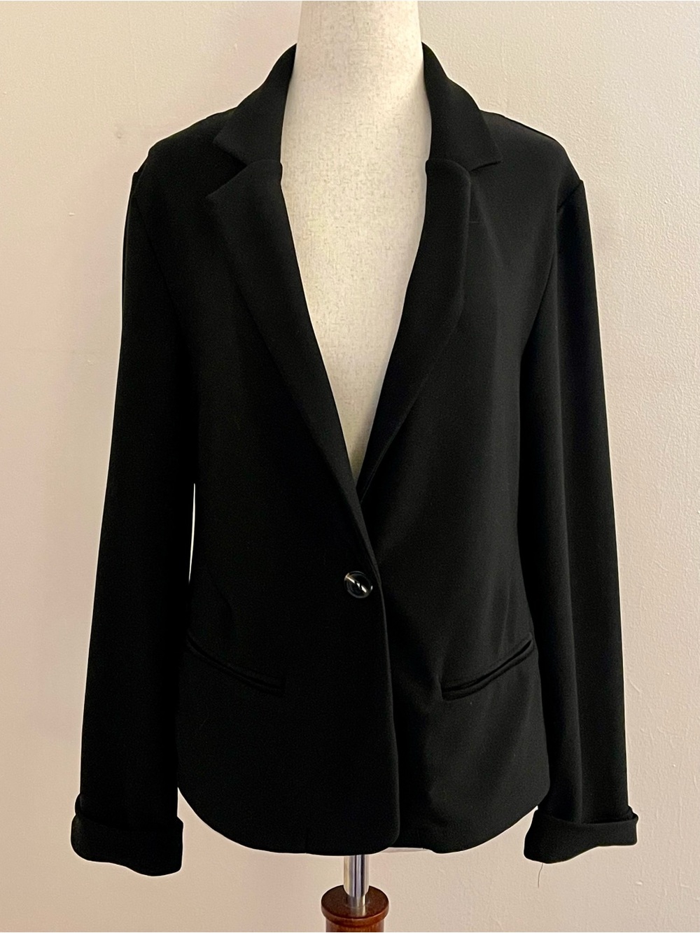 Kay Unger New York Black Stretch Blazer Women’s Small Career One Button Jacket